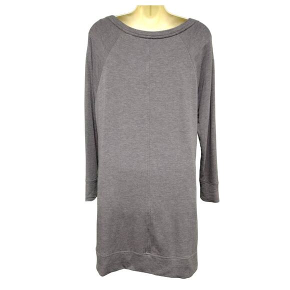LOFT Outlet Lounge Long Sleeve Fleece Sleep Tunic, Gray, Size S - Picture 2 of 3